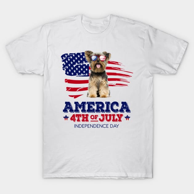 Yorkie Flag USA - America 4th Of July Independence Day T-Shirt by bunnierosoff21835